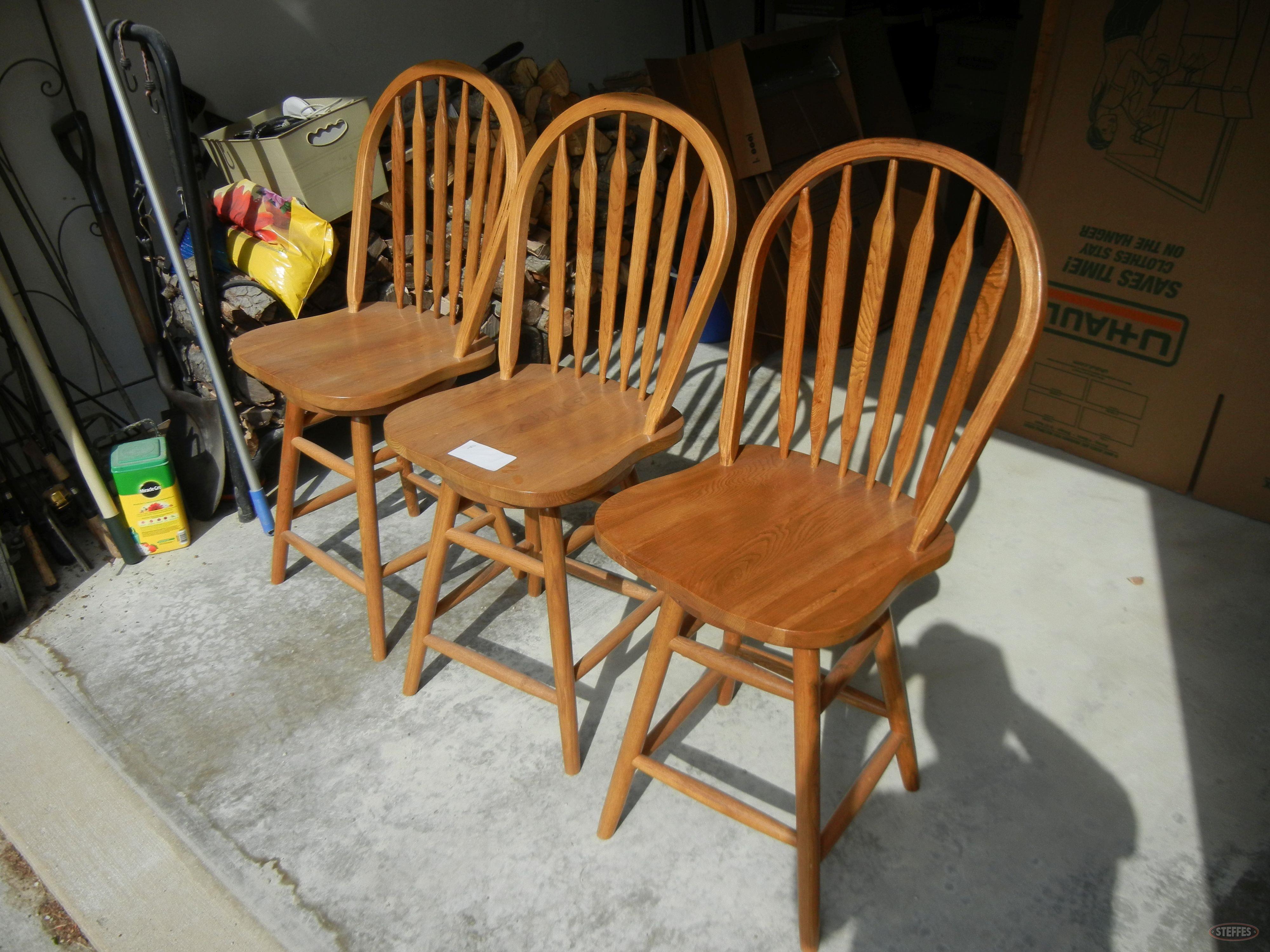 (3) Oak bar stools